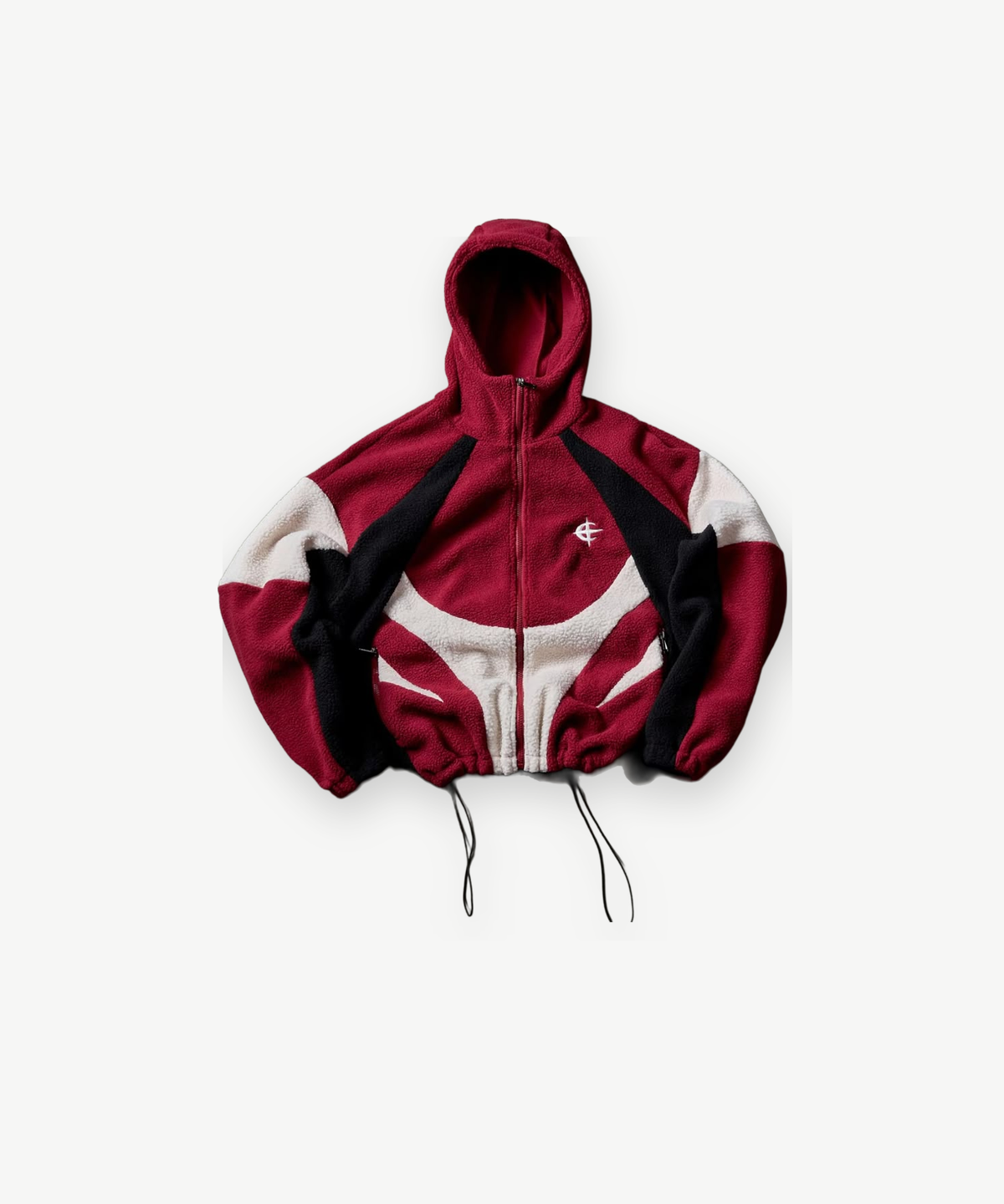 NOVA - FLEECEJACKE in Rot/Weiß/Schwarz, Einzelansicht mit Logo