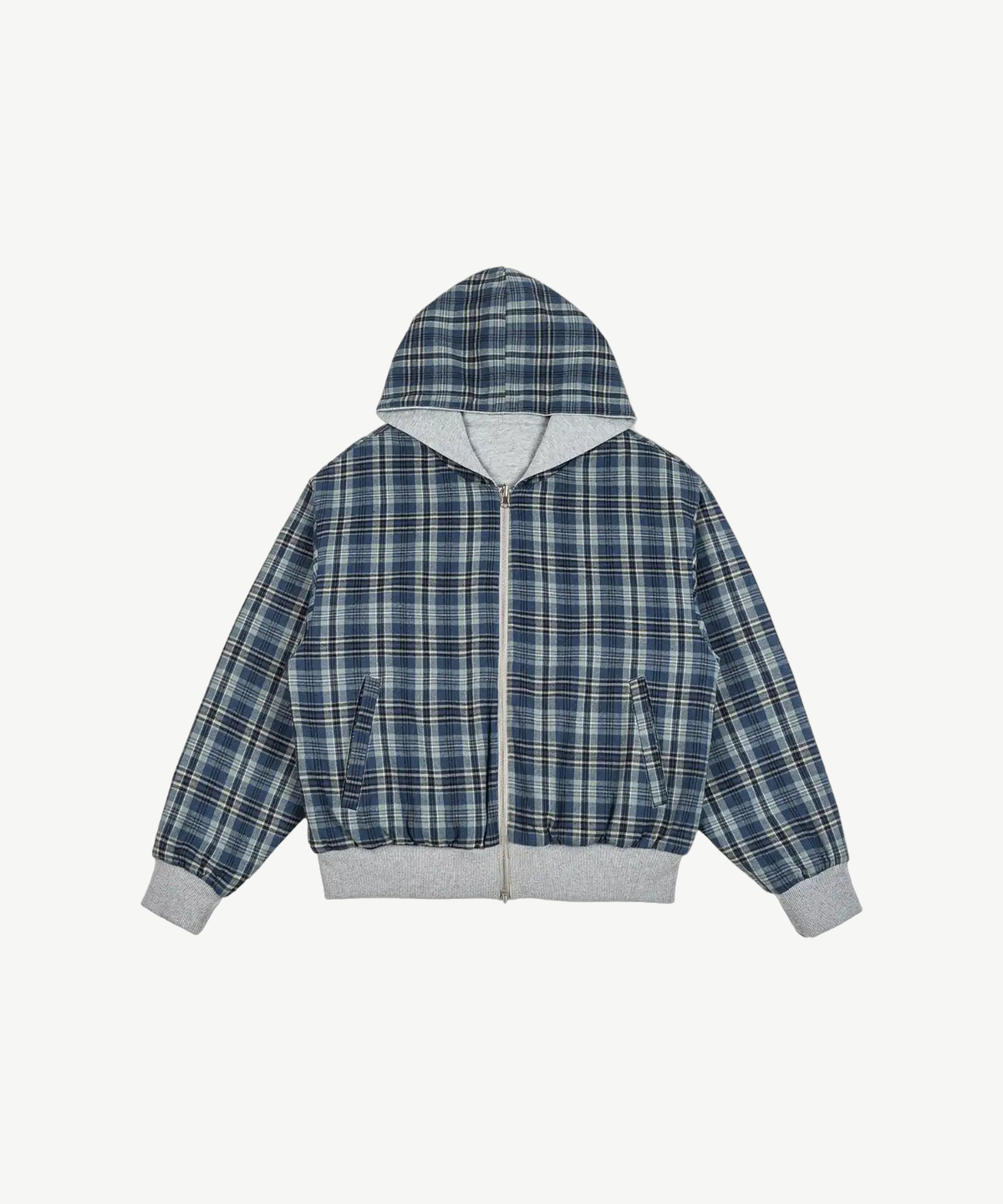NOVAK - REVERSE ZIP, blau karierte Innenseite von vorne