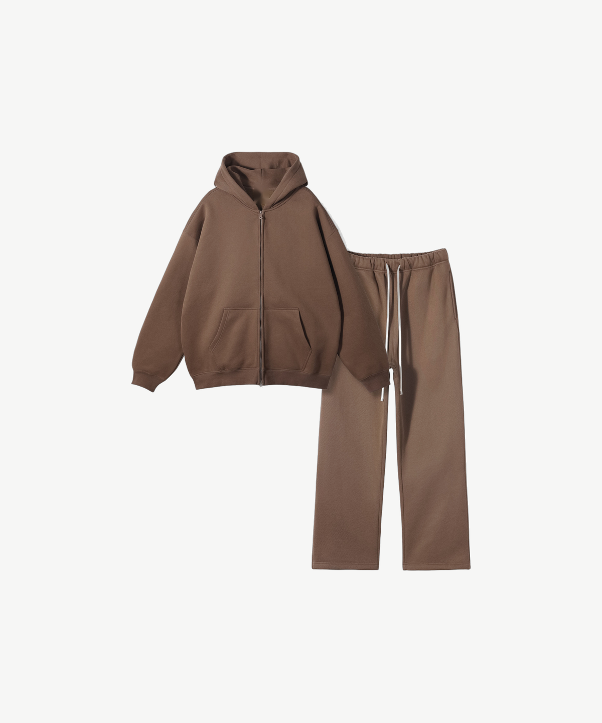 VELOR - ZIP TRACKSUIT in Braun, Einzelansicht von Hoodie mit Zip und Jogger