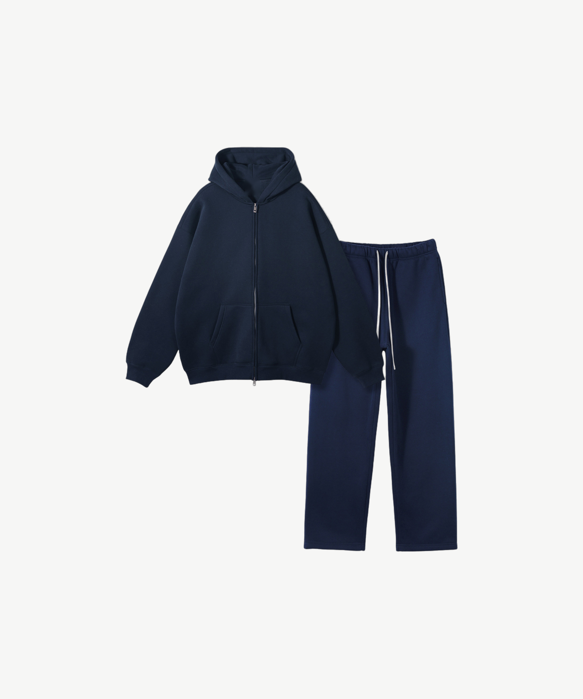 VELOR - ZIP TRACKSUIT in Marineblau, Einzelansicht von Hoodie mit Zip und Jogger