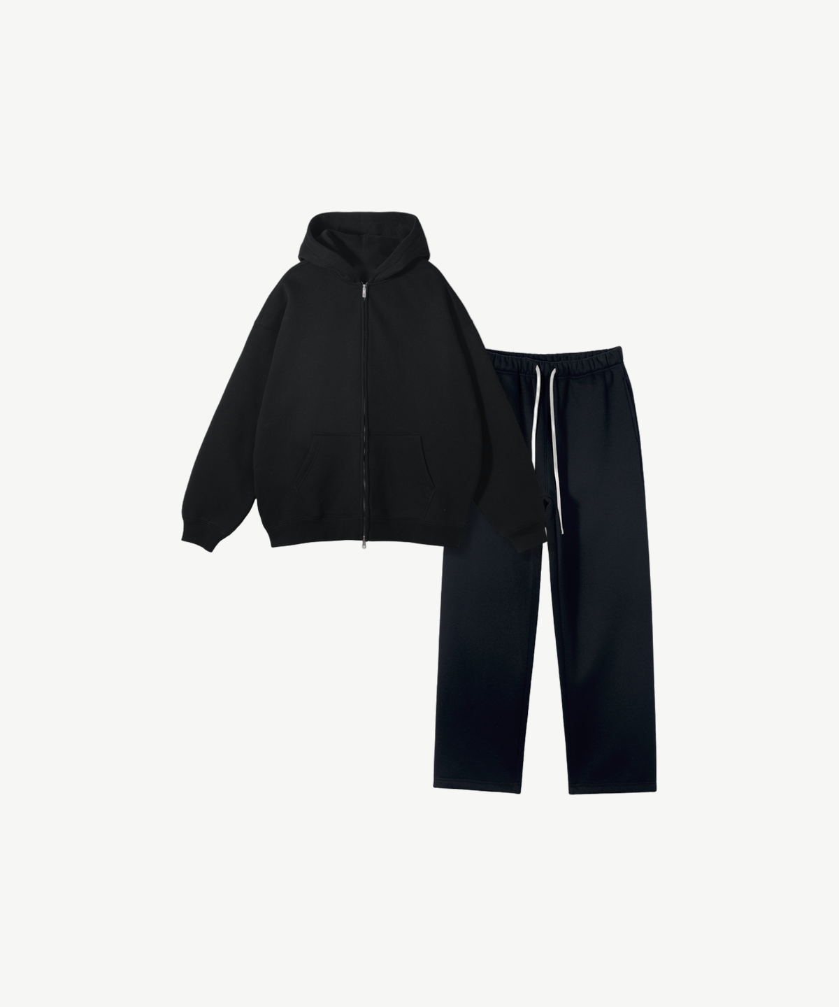 VELOR - ZIP TRACKSUIT in Schwarz, Einzelansicht von Hoodie mit Zip und Jogger
